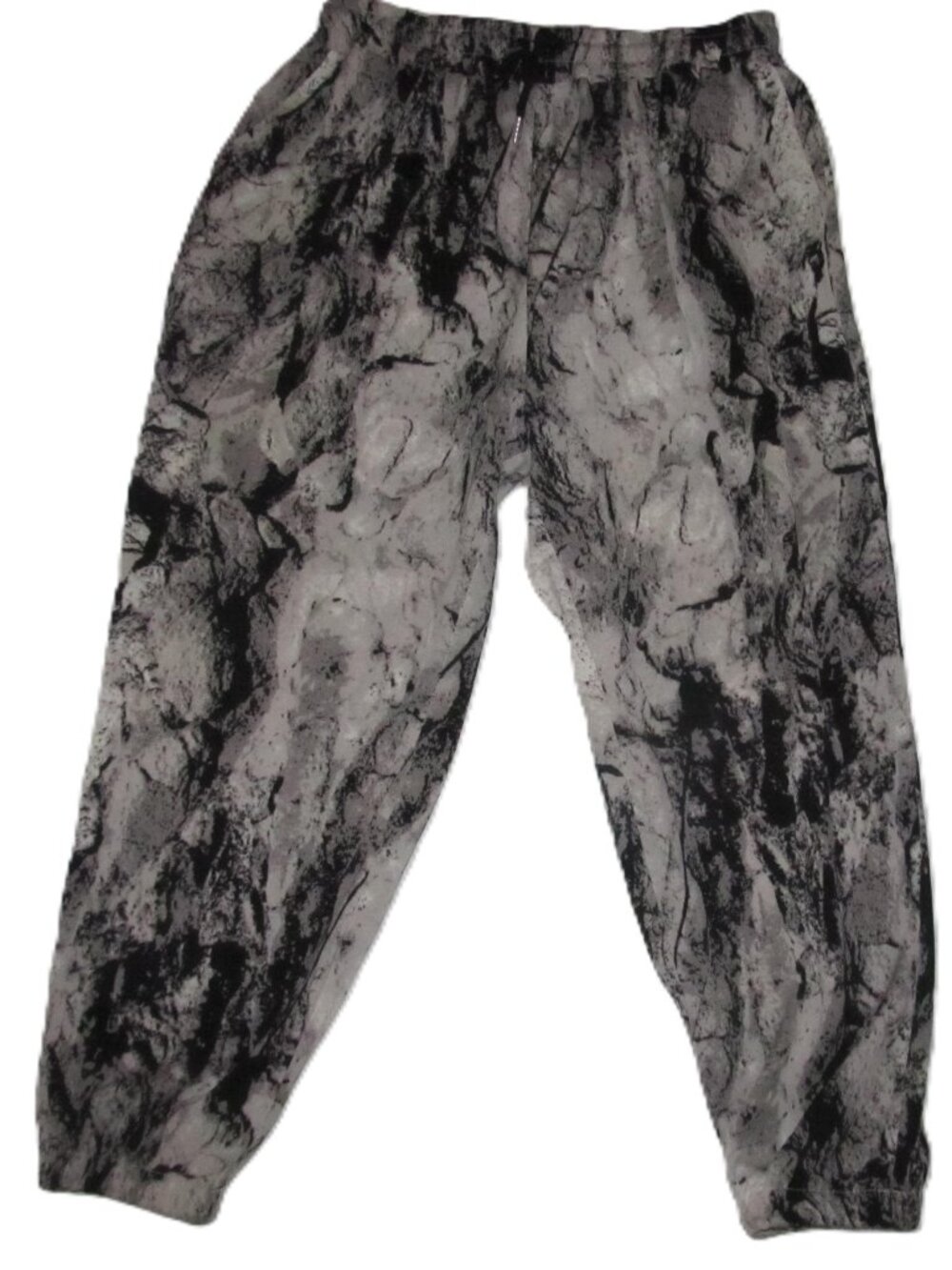Gray/black loose rubber waistband pants elastic ankles lightweight size US XL
